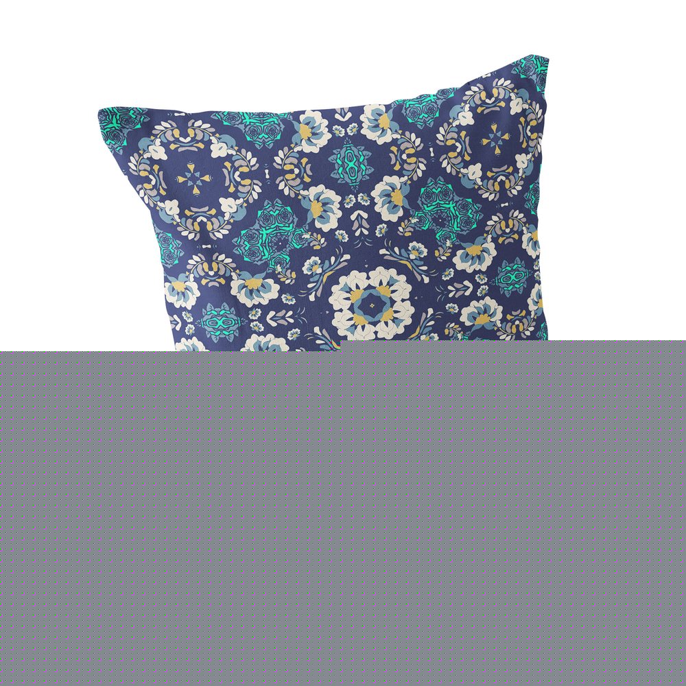 Set of Two 18" Blue Botanical Indoor Outdoor Throw Pillow Cover and Insert