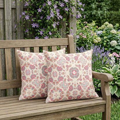 Set of Two 18" Pink Botanical Indoor Outdoor Throw Pillow Cover and Insert