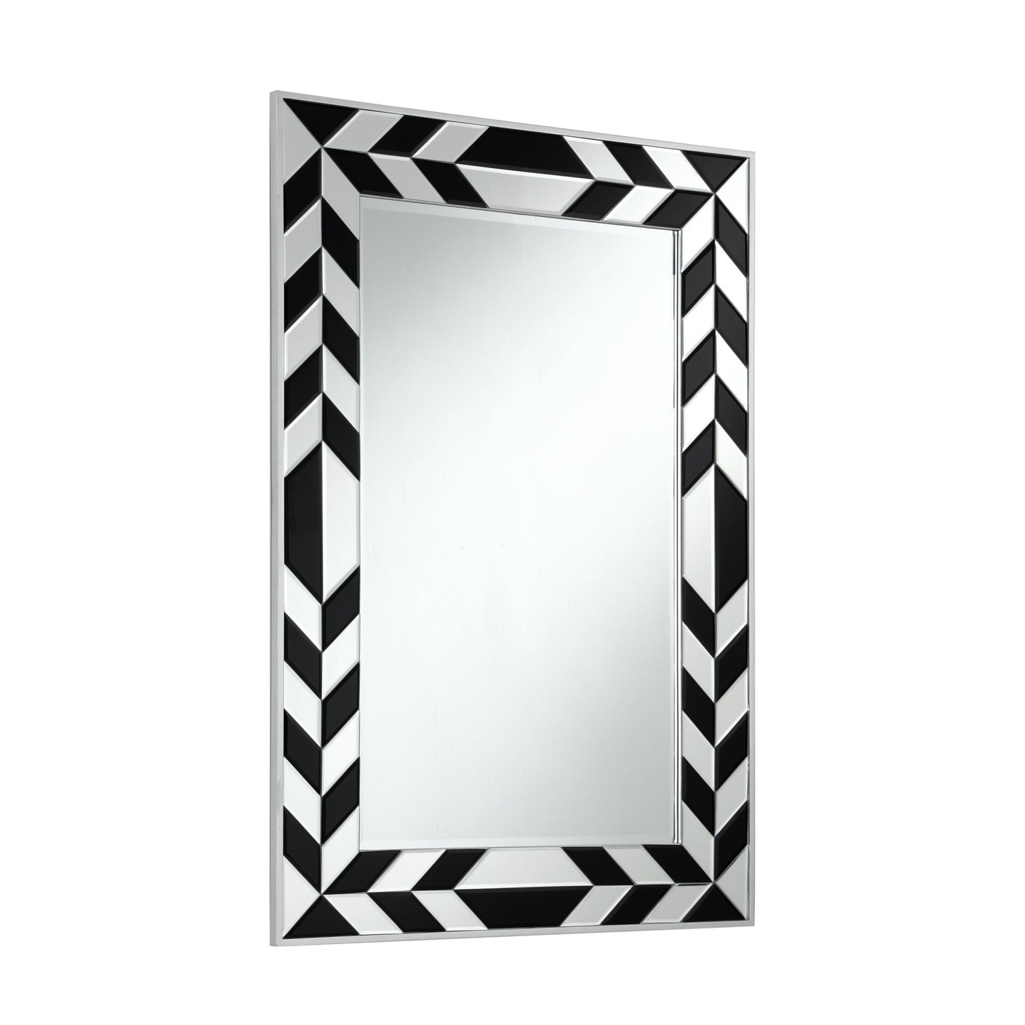 47" Silver And Black Mosaic Glass Framed Accent Mirror