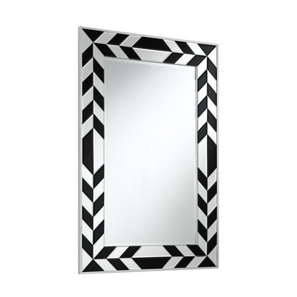 47" Silver And Black Mosaic Glass Framed Accent Mirror