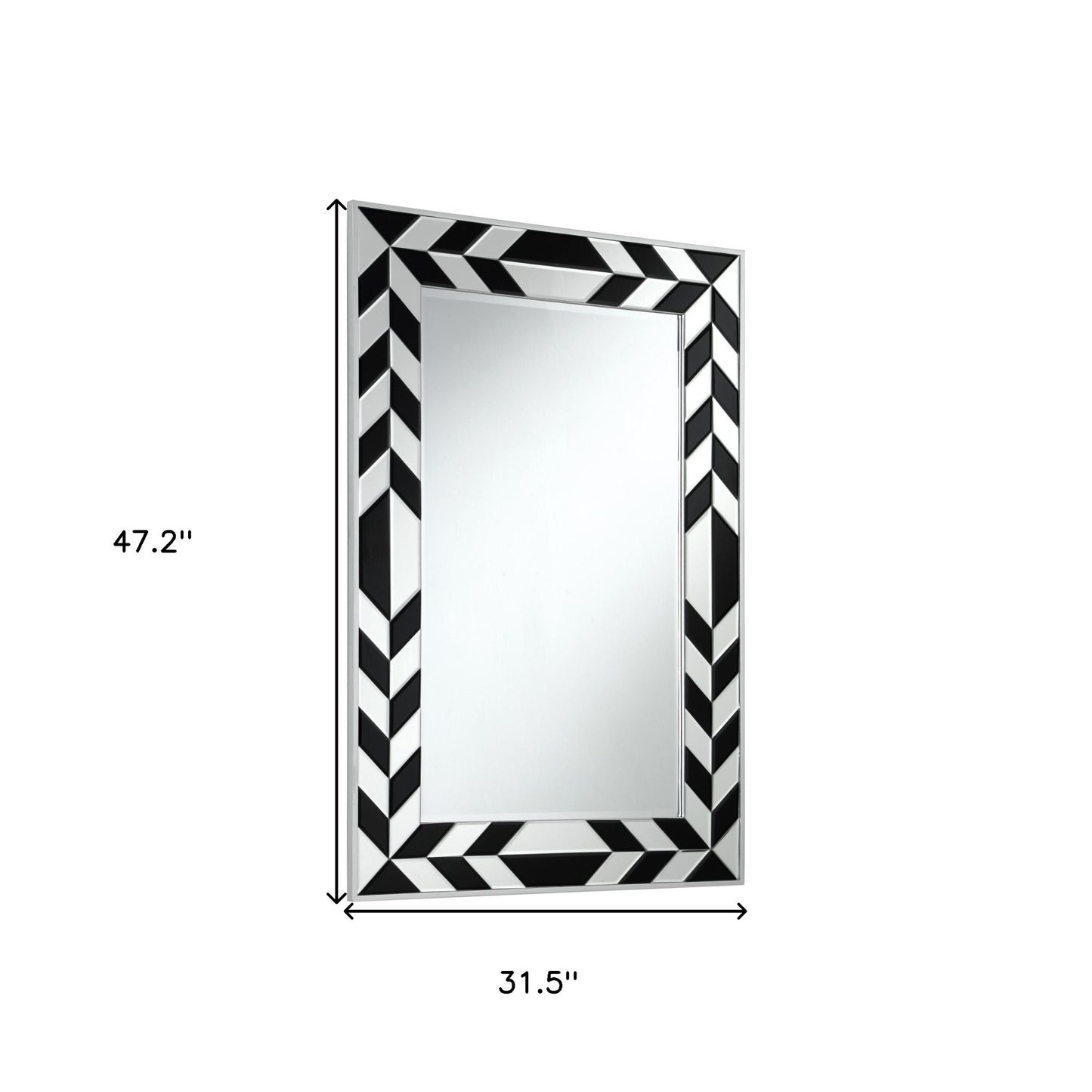 47" Silver And Black Mosaic Glass Framed Accent Mirror