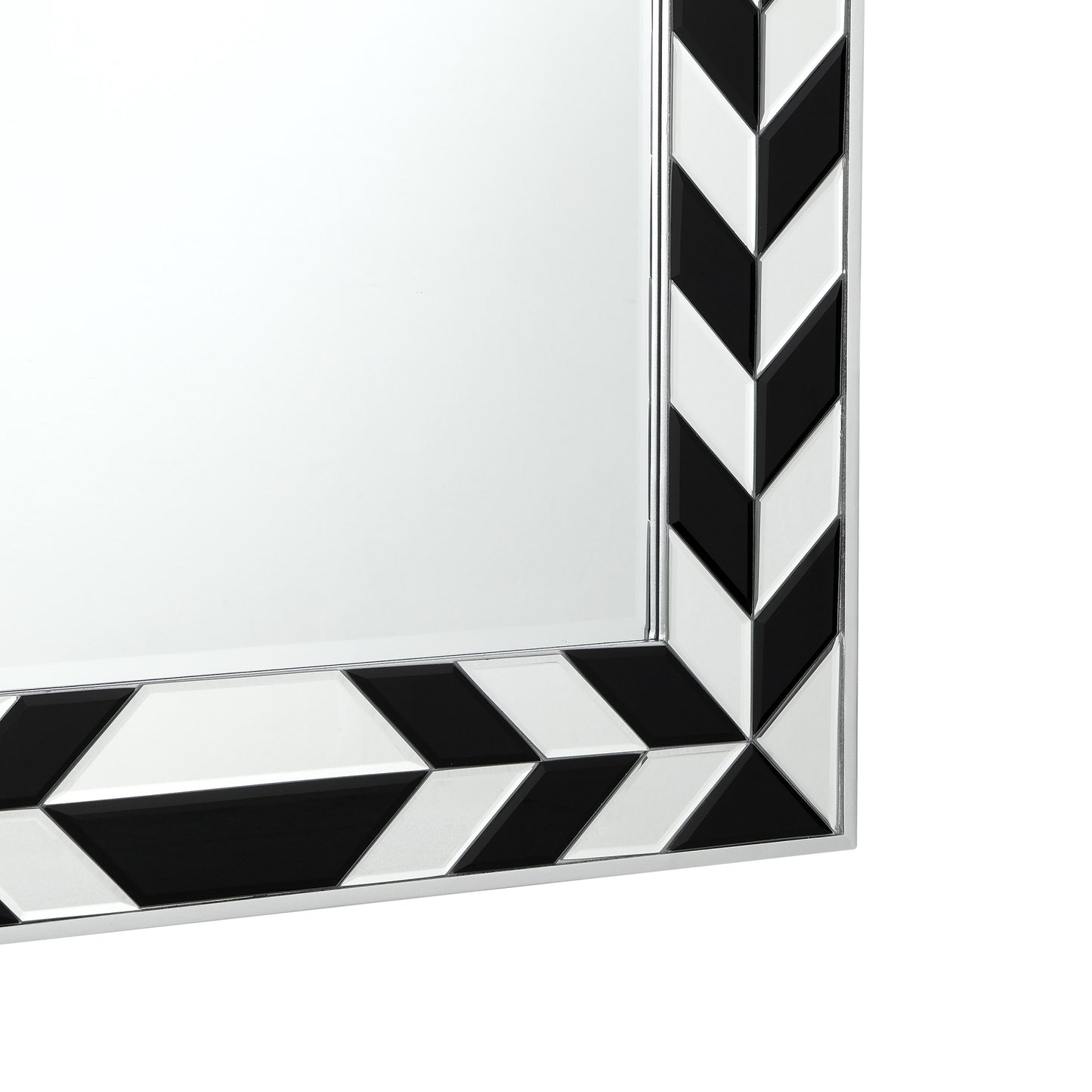 47" Silver And Black Mosaic Glass Framed Accent Mirror