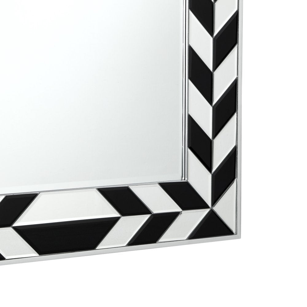 47" Silver And Black Mosaic Glass Framed Accent Mirror