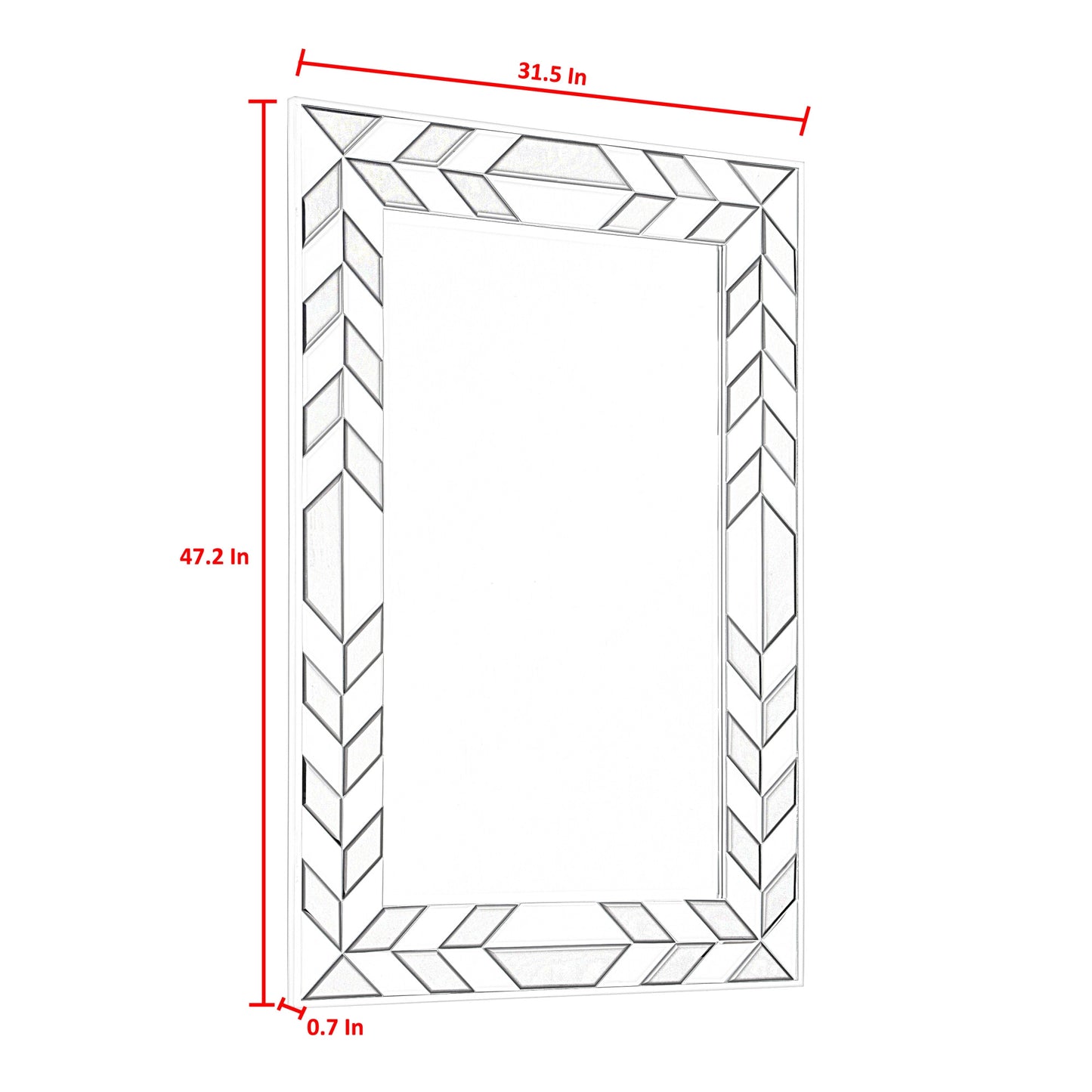 47" Silver And Black Mosaic Glass Framed Accent Mirror