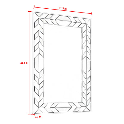 47" Silver And Black Mosaic Glass Framed Accent Mirror