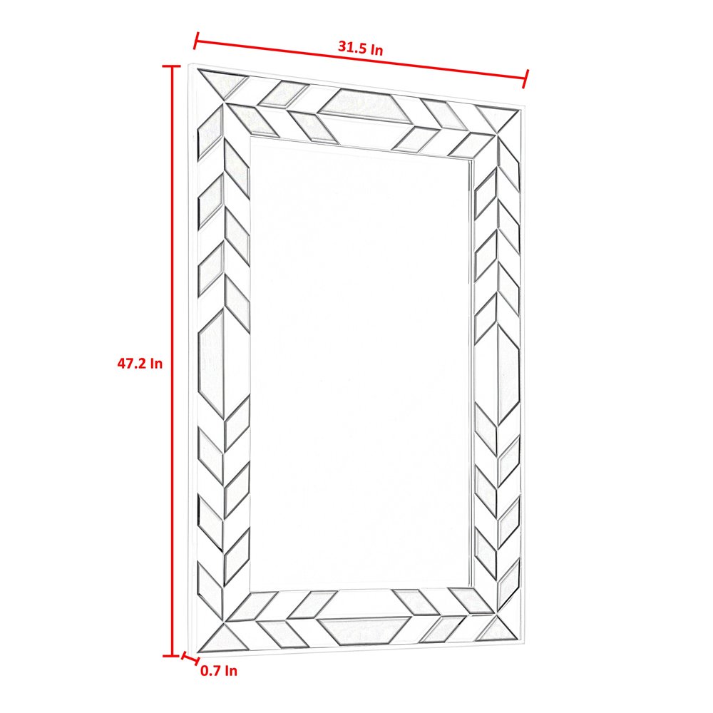 47" Silver And Black Mosaic Glass Framed Accent Mirror