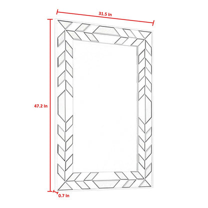 47" Silver And Black Mosaic Glass Framed Accent Mirror