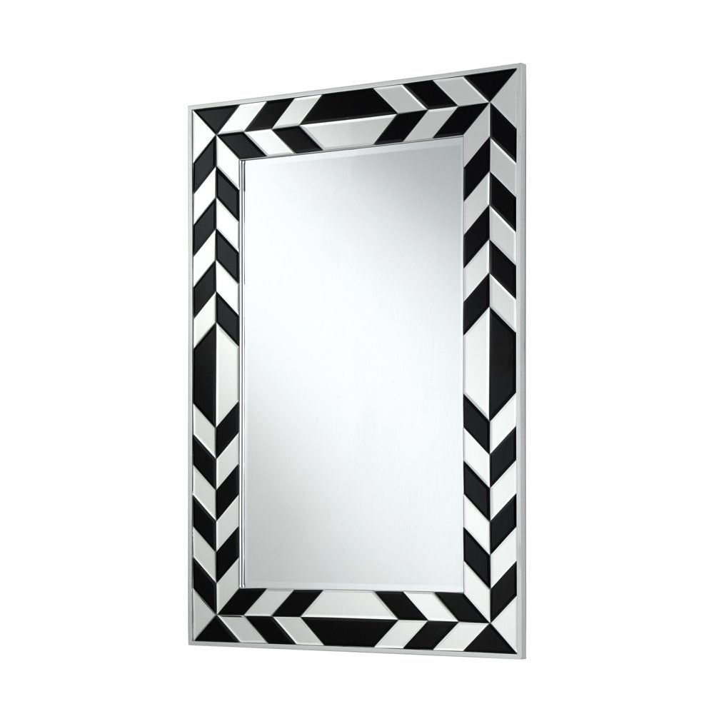 47" Silver And Black Mosaic Glass Framed Accent Mirror