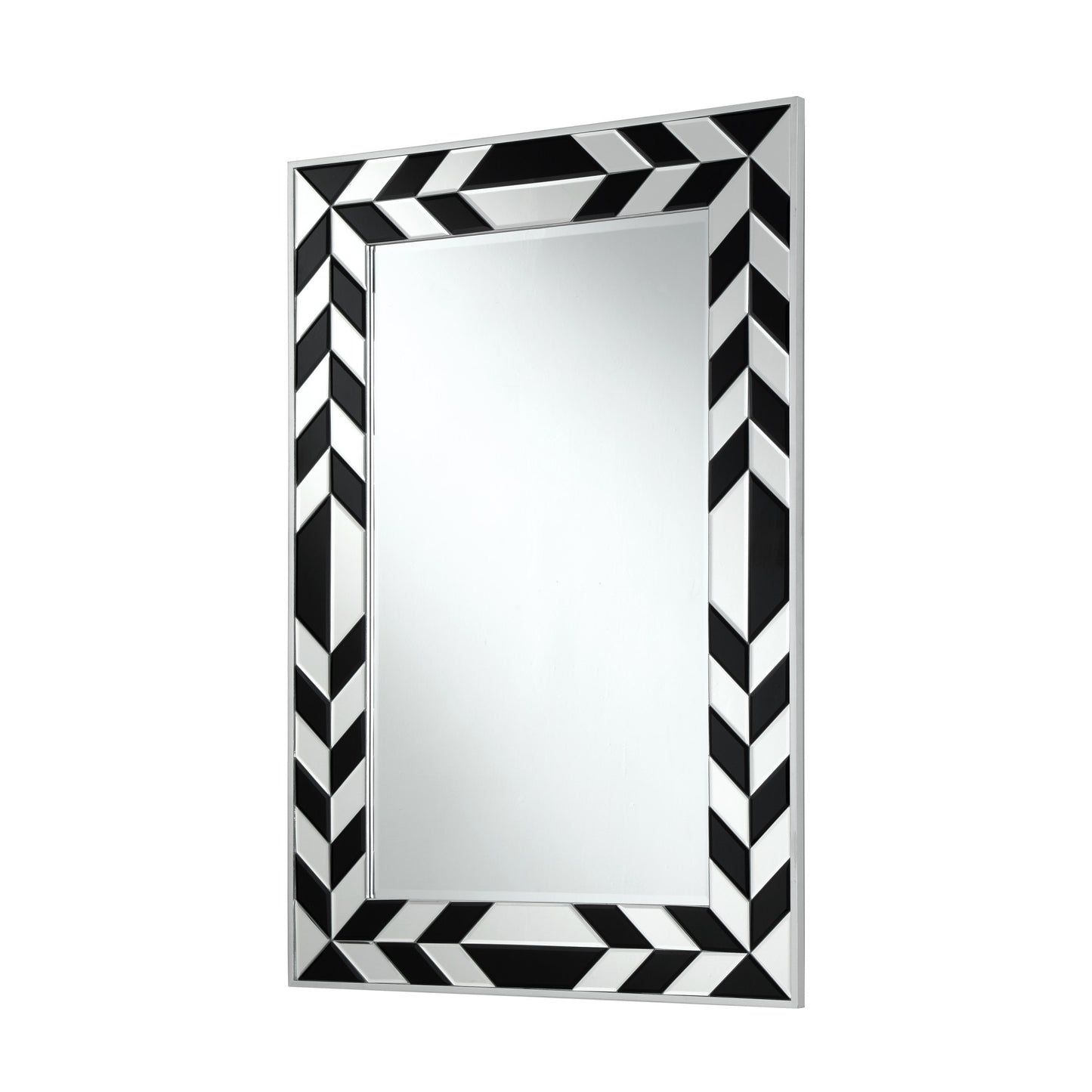 47" Silver And Black Mosaic Glass Framed Accent Mirror