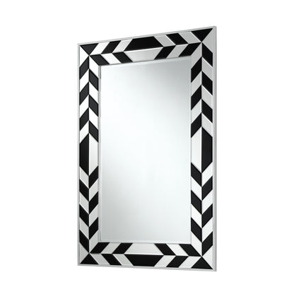 47" Silver And Black Mosaic Glass Framed Accent Mirror