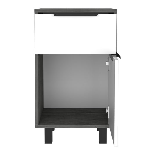 28" Gray Wood One Drawer Nightstand