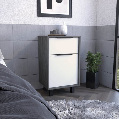 28" Gray Wood One Drawer Nightstand