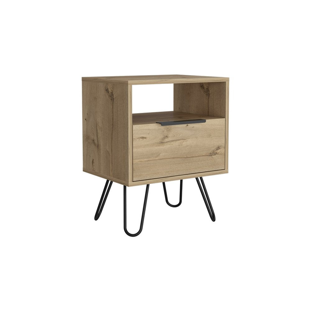 22" Beige Wood Nightstand