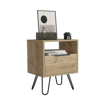 22" Beige Wood Nightstand