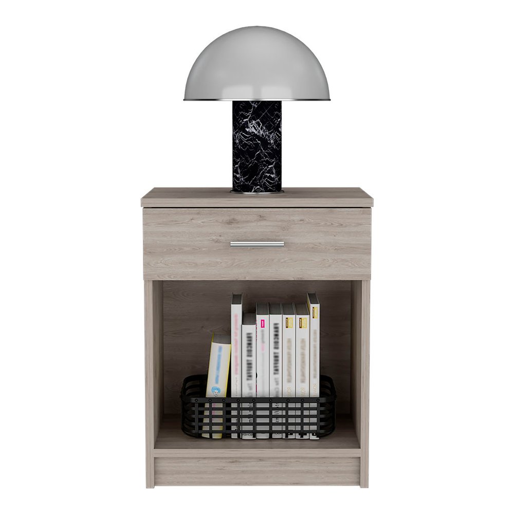 22" Gray Wood One Drawer Nightstand