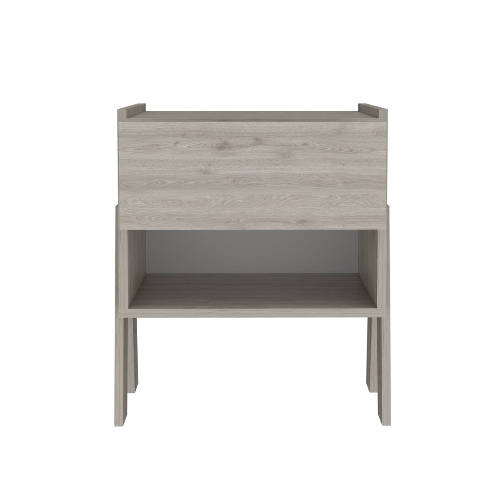 22" Gray Wood One Drawer Nightstand