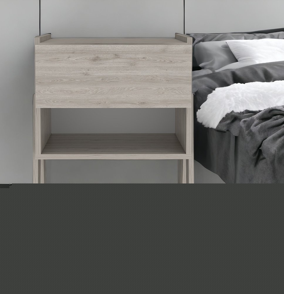 22" Gray Wood One Drawer Nightstand