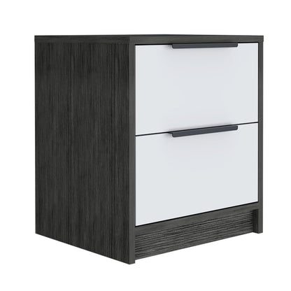 19" Gray Wood Two Drawer Nightstand