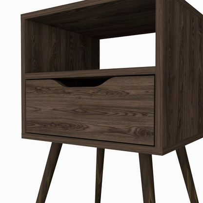 25" Brown Wood One Drawer Nightstand