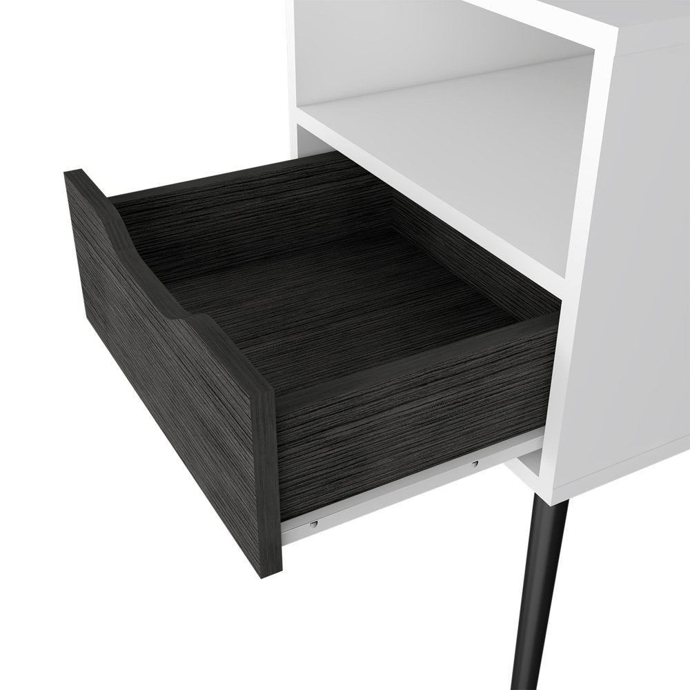25" Gray Wood One Drawer Nightstand