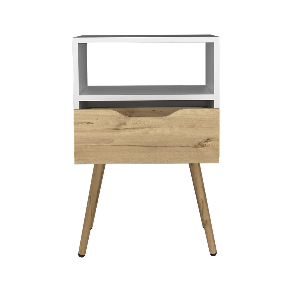 25" White Wood One Drawer Nightstand