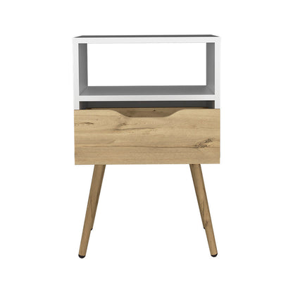 25" White Wood One Drawer Nightstand