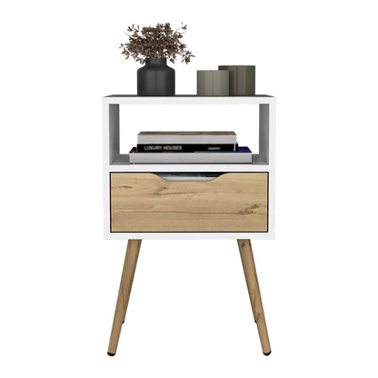 25" White Wood One Drawer Nightstand
