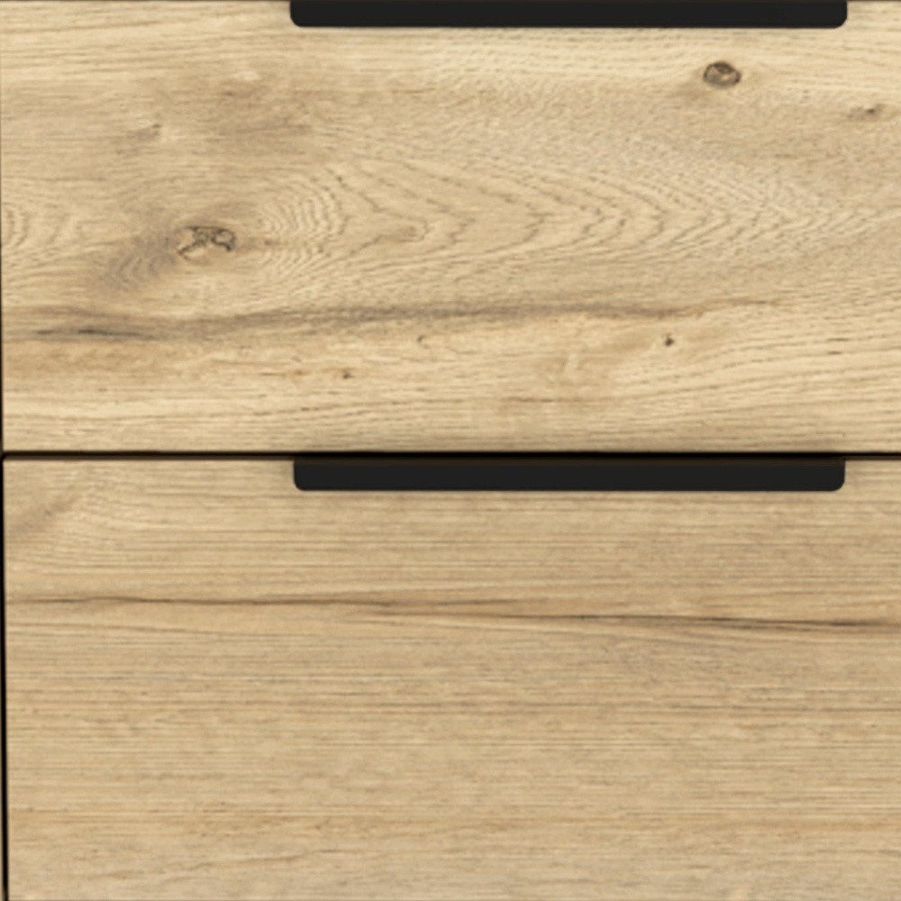 22" Oak Wood Two Drawer Nightstand