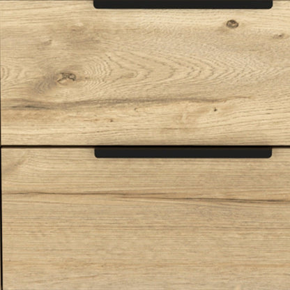 22" Oak Wood Two Drawer Nightstand