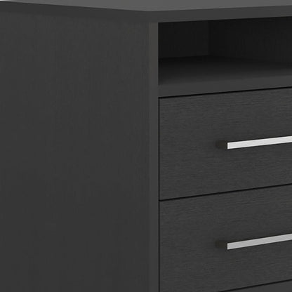 20" Black Two Drawer Faux Wood Nightstand