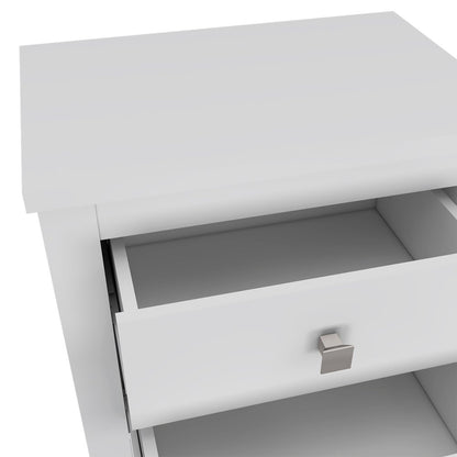 24" White Two Drawer Faux Wood Nightstand