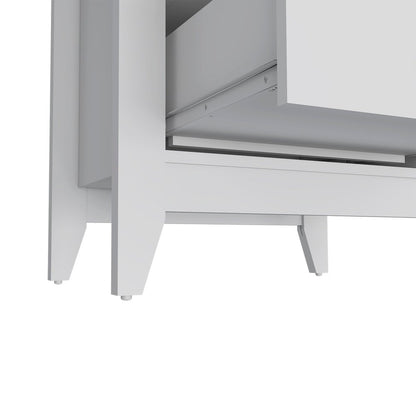 24" White Two Drawer Faux Wood Nightstand