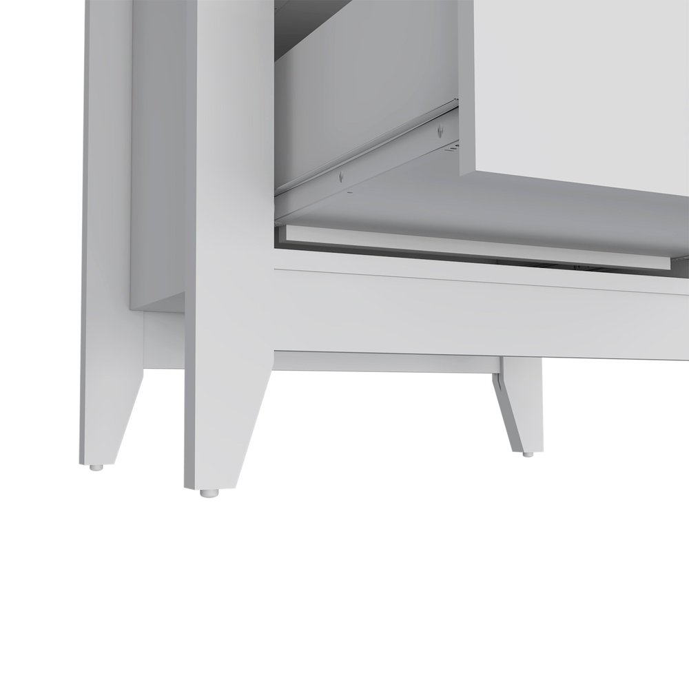 24" White Two Drawer Faux Wood Nightstand