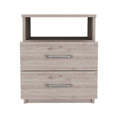 20" Gray Two Drawer Faux Wood Nightstand