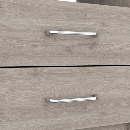 20" Gray Two Drawer Faux Wood Nightstand