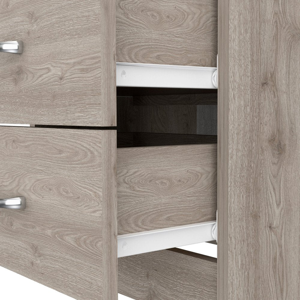 20" Gray Two Drawer Faux Wood Nightstand