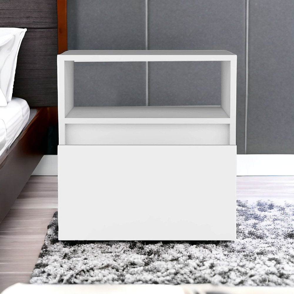 21" White Wood One Drawer Nightstand