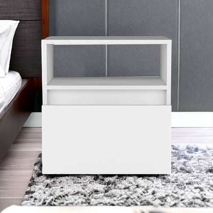 21" White Wood One Drawer Nightstand