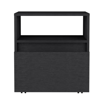 21" Black Wood One Drawer Nightstand