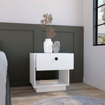 20" White Wood One Drawer Nightstand
