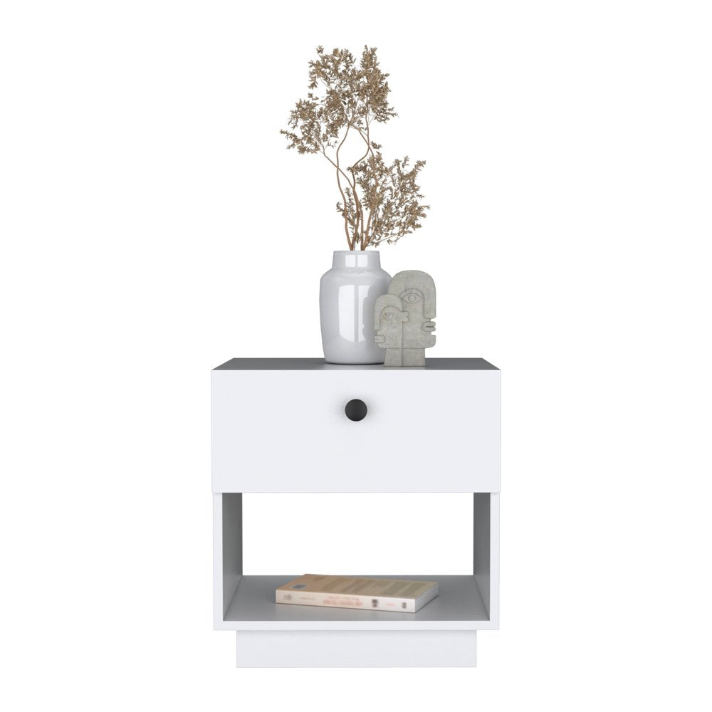 20" White Wood One Drawer Nightstand