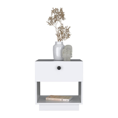 20" White Wood One Drawer Nightstand