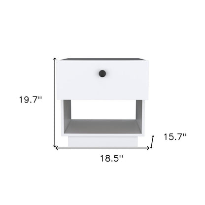 20" White Wood One Drawer Nightstand