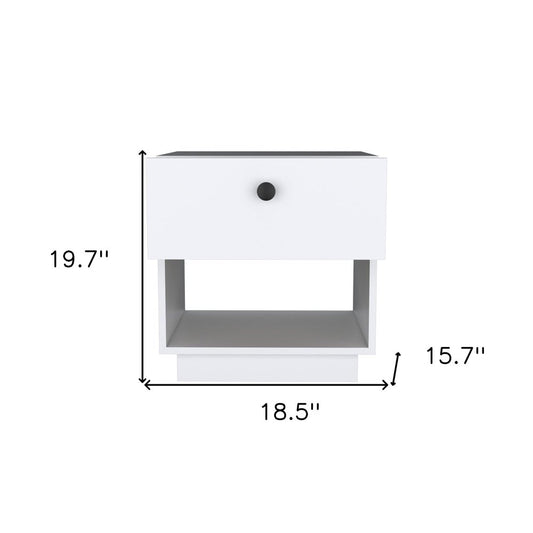 20" White Wood One Drawer Nightstand