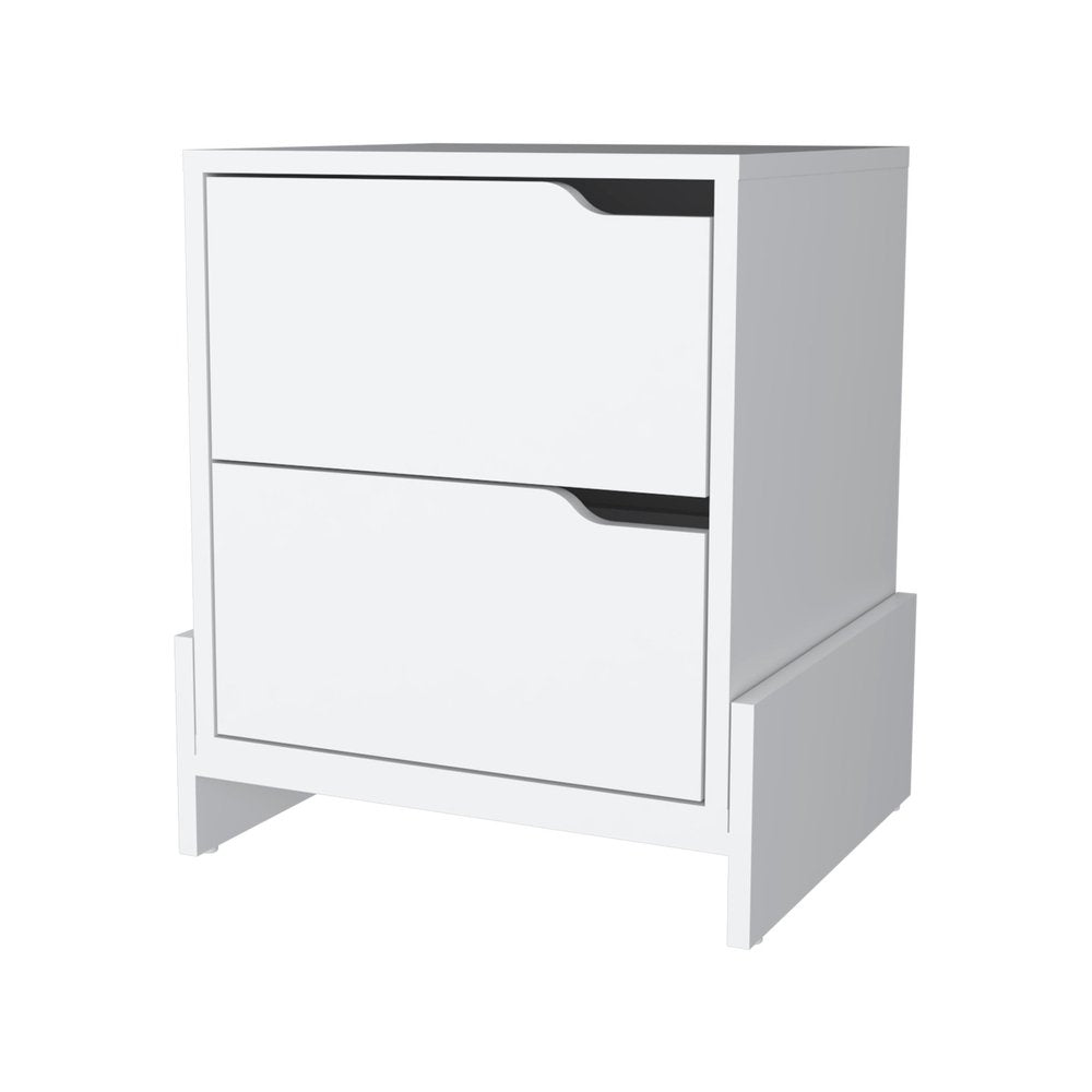 20" White Wood Two Drawer Nightstand