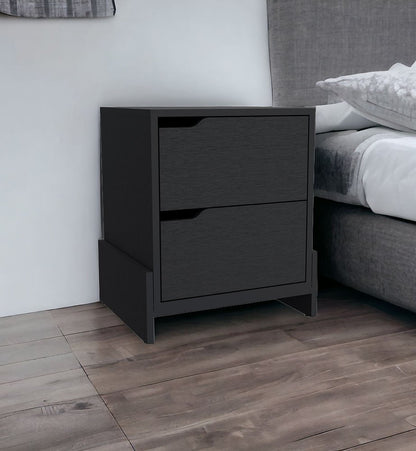 20" Black Wood Two Drawer Nightstand