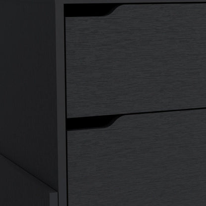 20" Black Wood Two Drawer Nightstand