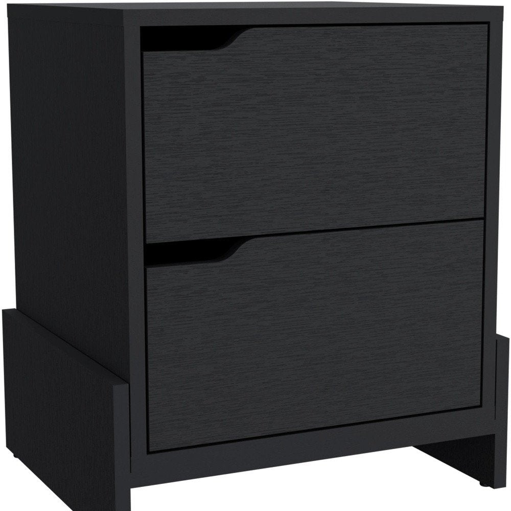 20" Black Wood Two Drawer Nightstand
