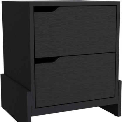 20" Black Wood Two Drawer Nightstand