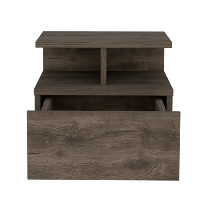 12" Brown Wood One Drawer Floating Nightstand